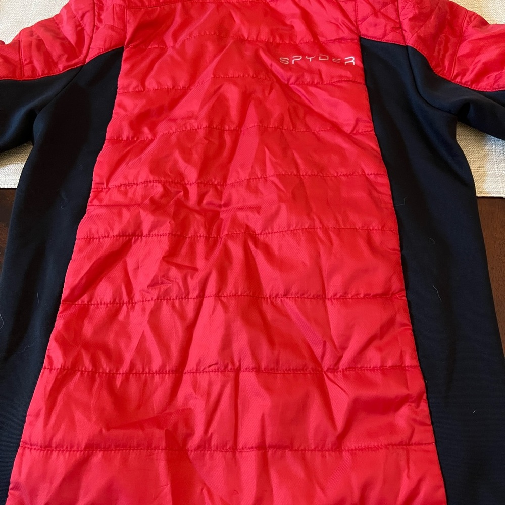 Spyder Kids Vibrant Red and Sleek Black Puffer Jacket - Picture 2 of 4